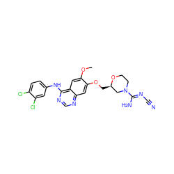 COc1cc2c(Nc3ccc(Cl)c(Cl)c3)ncnc2cc1OC[C@@H]1CN(/C(N)=N/C#N)CCO1 ZINC000114824401