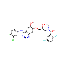 COc1cc2c(Nc3ccc(Cl)c(Cl)c3)ncnc2cc1OC[C@@H]1CN(C(=O)c2cc(F)ccc2F)CCO1 ZINC000114821809