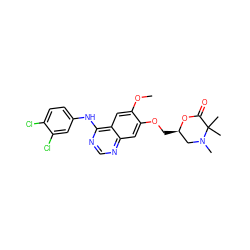 COc1cc2c(Nc3ccc(Cl)c(Cl)c3)ncnc2cc1OC[C@@H]1CN(C)C(C)(C)C(=O)O1 ZINC000114823023