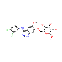 COc1cc2c(Nc3ccc(Cl)c(Cl)c3)ncnc2cc1OC[C@@H]1O[C@@H](OC)[C@@H](O)[C@H](O)[C@H]1O ZINC000200928418