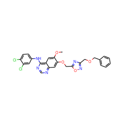 COc1cc2c(Nc3ccc(Cl)c(Cl)c3)ncnc2cc1OCc1nc(COCc2ccccc2)no1 ZINC001772573402