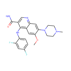 COc1cc2c(Nc3ccc(F)cc3F)c(C(N)=O)cnc2cc1N1CCN(C)CC1 ZINC000040933731