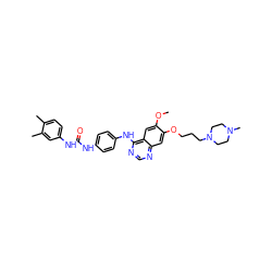 COc1cc2c(Nc3ccc(NC(=O)Nc4ccc(C)c(C)c4)cc3)ncnc2cc1OCCCN1CCN(C)CC1 ZINC001772621611