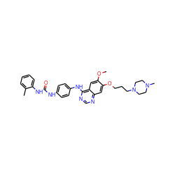 COc1cc2c(Nc3ccc(NC(=O)Nc4ccccc4C)cc3)ncnc2cc1OCCCN1CCN(C)CC1 ZINC001772636400