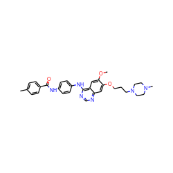 COc1cc2c(Nc3ccc(NC(=O)c4ccc(C)cc4)cc3)ncnc2cc1OCCCN1CCN(C)CC1 ZINC000653708701