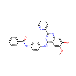 COc1cc2c(Nc3ccc(NC(=O)c4ccccc4)cc3)nc(-c3ccccn3)nc2cc1O ZINC000299837388