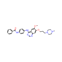 COc1cc2c(Nc3ccc(NC(=O)c4ccccc4)cc3)ncnc2cc1OCCCN1CCN(C)CC1 ZINC000653707423