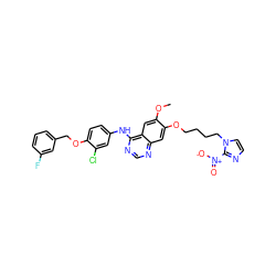 COc1cc2c(Nc3ccc(OCc4cccc(F)c4)c(Cl)c3)ncnc2cc1OCCCCn1ccnc1[N+](=O)[O-] ZINC000299819313