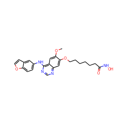 COc1cc2c(Nc3ccc4occc4c3)ncnc2cc1OCCCCCCC(=O)NO ZINC000059151076