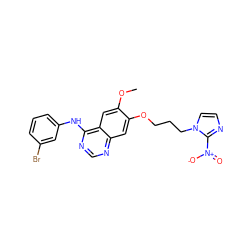 COc1cc2c(Nc3cccc(Br)c3)ncnc2cc1OCCCn1ccnc1[N+](=O)[O-] ZINC000299822415