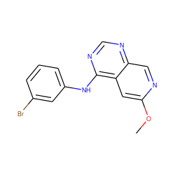 COc1cc2c(Nc3cccc(Br)c3)ncnc2cn1 ZINC000003815118