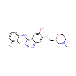 COc1cc2c(Nc3cccc(Br)c3C)ncnc2cc1OC[C@@H]1CN(C)CCO1 ZINC000114820792