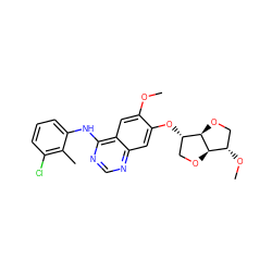 COc1cc2c(Nc3cccc(Cl)c3C)ncnc2cc1O[C@H]1CO[C@@H]2[C@@H](OC)CO[C@H]12 ZINC000034208867