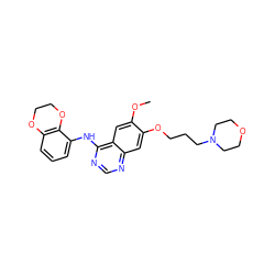 COc1cc2c(Nc3cccc4c3OCCO4)ncnc2cc1OCCCN1CCOCC1 ZINC000013559425