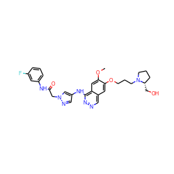 COc1cc2c(Nc3cnn(CC(=O)Nc4cccc(F)c4)c3)nncc2cc1OCCCN1CCC[C@@H]1CO ZINC000029041237