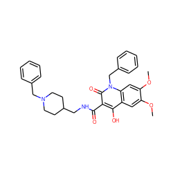 COc1cc2c(O)c(C(=O)NCC3CCN(Cc4ccccc4)CC3)c(=O)n(Cc3ccccc3)c2cc1OC ZINC000169312697