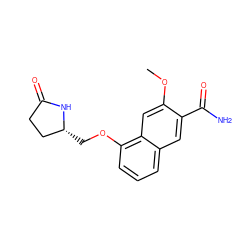 COc1cc2c(OC[C@@H]3CCC(=O)N3)cccc2cc1C(N)=O ZINC000584626377