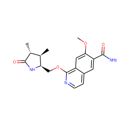 COc1cc2c(OC[C@H]3NC(=O)[C@H](C)[C@H]3C)nccc2cc1C(N)=O ZINC001772638350