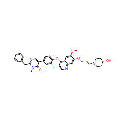 COc1cc2c(Oc3ccc(-c4cnc(Cc5ccccc5)n(C)c4=O)cc3F)ccnc2cc1OCCCN1CCC(O)CC1 ZINC000044281565