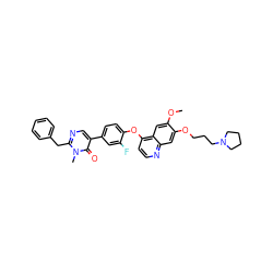 COc1cc2c(Oc3ccc(-c4cnc(Cc5ccccc5)n(C)c4=O)cc3F)ccnc2cc1OCCCN1CCCC1 ZINC000044351385