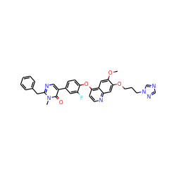 COc1cc2c(Oc3ccc(-c4cnc(Cc5ccccc5)n(C)c4=O)cc3F)ccnc2cc1OCCCn1cncn1 ZINC000042808528