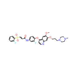 COc1cc2c(Oc3ccc(NC(=O)/C=C/S(=O)(=O)c4ccccc4F)cc3F)ccnc2cc1OCCCN1CCN(C)CC1 ZINC001772599260