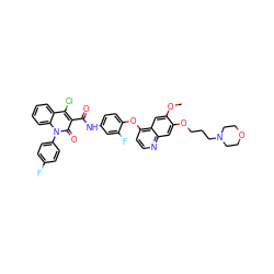 COc1cc2c(Oc3ccc(NC(=O)c4c(Cl)c5ccccc5n(-c5ccc(F)cc5)c4=O)cc3F)ccnc2cc1OCCCN1CCOCC1 ZINC000653723546