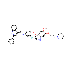 COc1cc2c(Oc3ccc(NC(=O)c4cc(-c5ccc(F)cc5)nc5ccccc45)cc3F)ccnc2cc1OCCCN1CCCCC1 ZINC000096271511