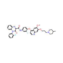 COc1cc2c(Oc3ccc(NC(=O)c4nc5ccccc5n(-c5ccccc5F)c4=O)cc3F)ccnc2cc1OCCCN1CCC(C)CC1 ZINC001772647419