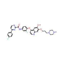 COc1cc2c(Oc3ccc(NC(=O)c4nccc(-c5ccc(F)cc5)n4)cc3F)ccnc2cc1OCCCN1CCN(C)CC1 ZINC000096285102