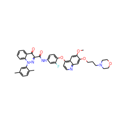 COc1cc2c(Oc3ccc(NC(=O)c4nn(-c5cc(C)ccc5C)c5ccccc5c4=O)cc3F)ccnc2cc1OCCCN1CCOCC1 ZINC000096270742