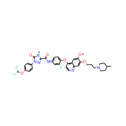 COc1cc2c(Oc3ccc(NC(=O)c4nn(-c5ccc(OC(F)F)cc5)c(=O)n4C)cc3F)ccnc2cc1OCCCN1CCC(C)CC1 ZINC001772605299