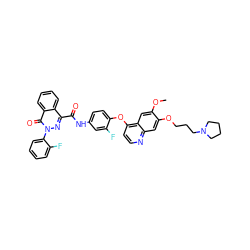 COc1cc2c(Oc3ccc(NC(=O)c4nn(-c5ccccc5F)c(=O)c5ccccc45)cc3F)ccnc2cc1OCCCN1CCCC1 ZINC000299840201