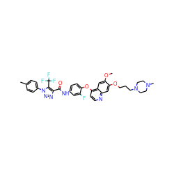 COc1cc2c(Oc3ccc(NC(=O)c4nnn(-c5ccc(C)cc5)c4C(F)(F)F)cc3F)ccnc2cc1OCCCN1CCN(C)CC1 ZINC000299832209