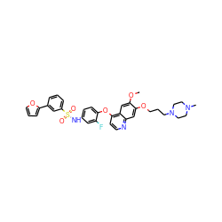 COc1cc2c(Oc3ccc(NS(=O)(=O)c4cccc(-c5ccco5)c4)cc3F)ccnc2cc1OCCCN1CCN(C)CC1 ZINC000169345212