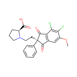 COc1cc2c(c(Cl)c1Cl)C(=O)[C@](CCN1CCC[C@H]1C(=O)O)(c1ccccc1)C2=O ZINC000028571951