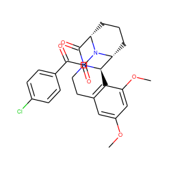 COc1cc2c(c(OC)c1)[C@@H]1[C@H]3CCC[C@@H](C(=O)N1CC2)N3C(=O)C(=O)c1ccc(Cl)cc1 ZINC000035902912