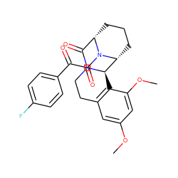 COc1cc2c(c(OC)c1)[C@@H]1[C@H]3CCC[C@@H](C(=O)N1CC2)N3C(=O)C(=O)c1ccc(F)cc1 ZINC000038210816