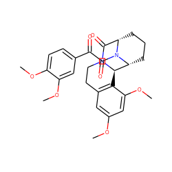 COc1cc2c(c(OC)c1)[C@@H]1[C@H]3CCC[C@@H](C(=O)N1CC2)N3C(=O)C(=O)c1ccc(OC)c(OC)c1 ZINC000034799826