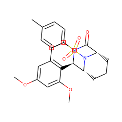 COc1cc2c(c(OC)c1)[C@@H]1[C@H]3CCC[C@@H](C(=O)N1CC2)N3S(=O)(=O)c1ccc(C)cc1 ZINC000058555050