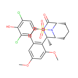 COc1cc2c(c(OC)c1)[C@]1(C)[C@H]3CCC[C@@H](C(=O)N1CC2)N3S(=O)(=O)c1cc(Cl)c(O)c(Cl)c1 ZINC000095604233