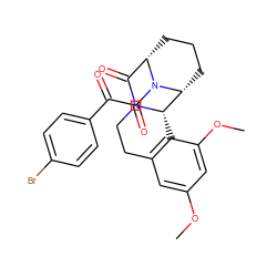 COc1cc2c(c(OC)c1)[C@H]1[C@H]3CCC[C@@H](C(=O)N1CC2)N3C(=O)C(=O)c1ccc(Br)cc1 ZINC000058555196