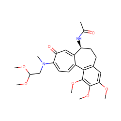 COc1cc2c(c(OC)c1OC)-c1ccc(N(C)CC(OC)OC)c(=O)cc1[C@@H](NC(C)=O)CC2 ZINC000009033897