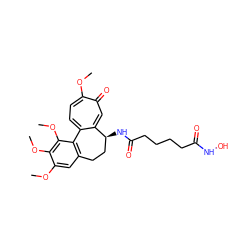 COc1cc2c(c(OC)c1OC)-c1ccc(OC)c(=O)cc1[C@@H](NC(=O)CCCCC(=O)NO)CC2 ZINC000096270609