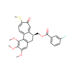 COc1cc2c(c(OC)c1OC)-c1ccc(SC)c(=O)cc1[C@@H](COC(=O)c1cccc(F)c1)C2 ZINC000013825448