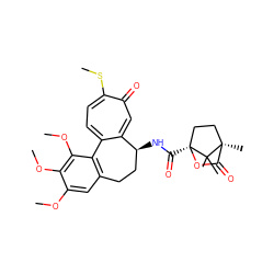 COc1cc2c(c(OC)c1OC)-c1ccc(SC)c(=O)cc1[C@@H](NC(=O)[C@@]13CC[C@@](C)(C(=O)O1)C3(C)C)CC2 ZINC000029465167