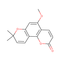 COc1cc2c(c3oc(=O)ccc13)C=CC(C)(C)O2 ZINC000001569924