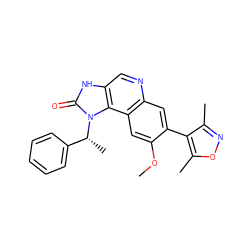 COc1cc2c(cc1-c1c(C)noc1C)ncc1[nH]c(=O)n([C@H](C)c3ccccc3)c12 ZINC000084618969