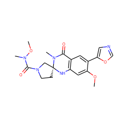 COc1cc2c(cc1-c1cnco1)C(=O)N(C)[C@@]1(CCN(C(=O)N(C)OC)C1)N2 ZINC000028529885