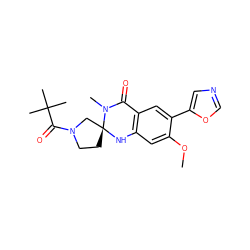 COc1cc2c(cc1-c1cnco1)C(=O)N(C)[C@]1(CCN(C(=O)C(C)(C)C)C1)N2 ZINC000028529363